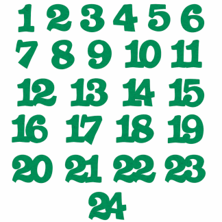 Geschenk 24 Stk. Selbstklebende Zahlen 1-24 - grün