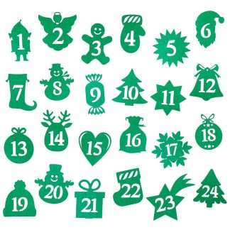 Geschenk 24 Stk. Selbstklebende Zahlen 1-24 - grün MIX