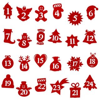Geschenk 24 Stk. Selbstklebende Zahlen 1-24 - rot MIX
