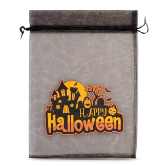1 St. Halloween Organzabeutel (Nr.1) 30 x 40 cm - schwarz