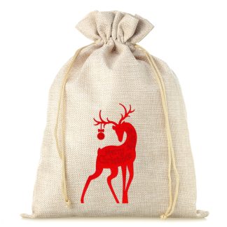 1 St. Jutesäckchen 26 cm x 35 cm - Weihnachten - Hirsch