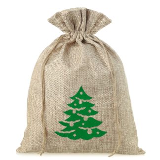 1 St. Jutesäckchen 26 cm x 35 cm - Weihnachten - Tannenbaum