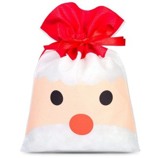 Non-Woven-Säcke 22 x 31 cm mit Aufdruck - Weihnachtsmann 3 Stück