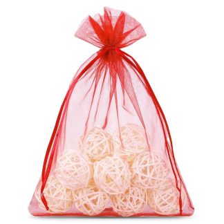 5 St. Organzabeutel 26 x 35 cm - rot