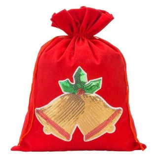 1 St. Samtbeutel 26 x 35 cm - Weihnachten, Glocke
