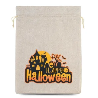 1 St. Halloween Jutesack (Nr.1) 30 x 40 cm - Hell-Naturfarbe