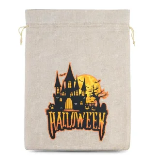 1 St. Halloween Jutesack (Nr.2) 30 x 40 cm - Hell-Naturfarbe