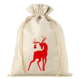 1 St. Jutesack 26 cm x 35 cm - Weihnachten - Hirsch