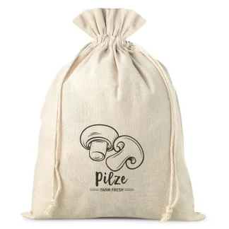 1 St. Sack à la Leinen mit Druck 30 x 40 cm - für Pilze