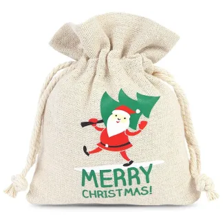 10 Stk. Säckchen à la Leinen 12 x 15 cm mit Aufdruck - Nikolaus