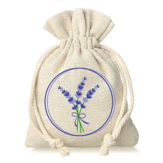 10 Stk. Säckchen à la Leinen, 10 x 13 cm mit Aufdruck, Lavendel