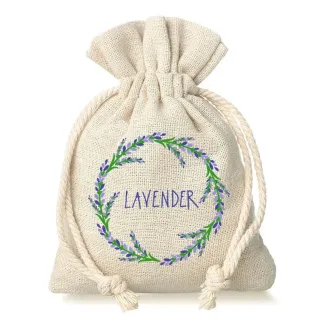 10 Stk. Säckchen à la Leinen, 10 x 13 cm mit Aufdruck, Lavendel