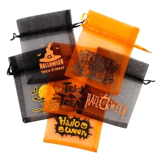 25 St. Halloween Organzabeutel 12 x 15 cm - Beutelmix