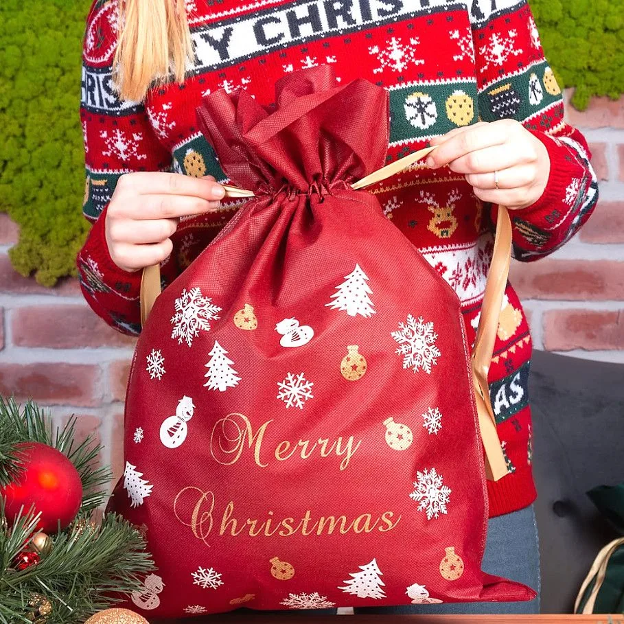 3er-Set große Vliesstoffsäcke 40 x 56 cm mit Weihnachtsmotiv - ideal für Geschenke – Bild 2