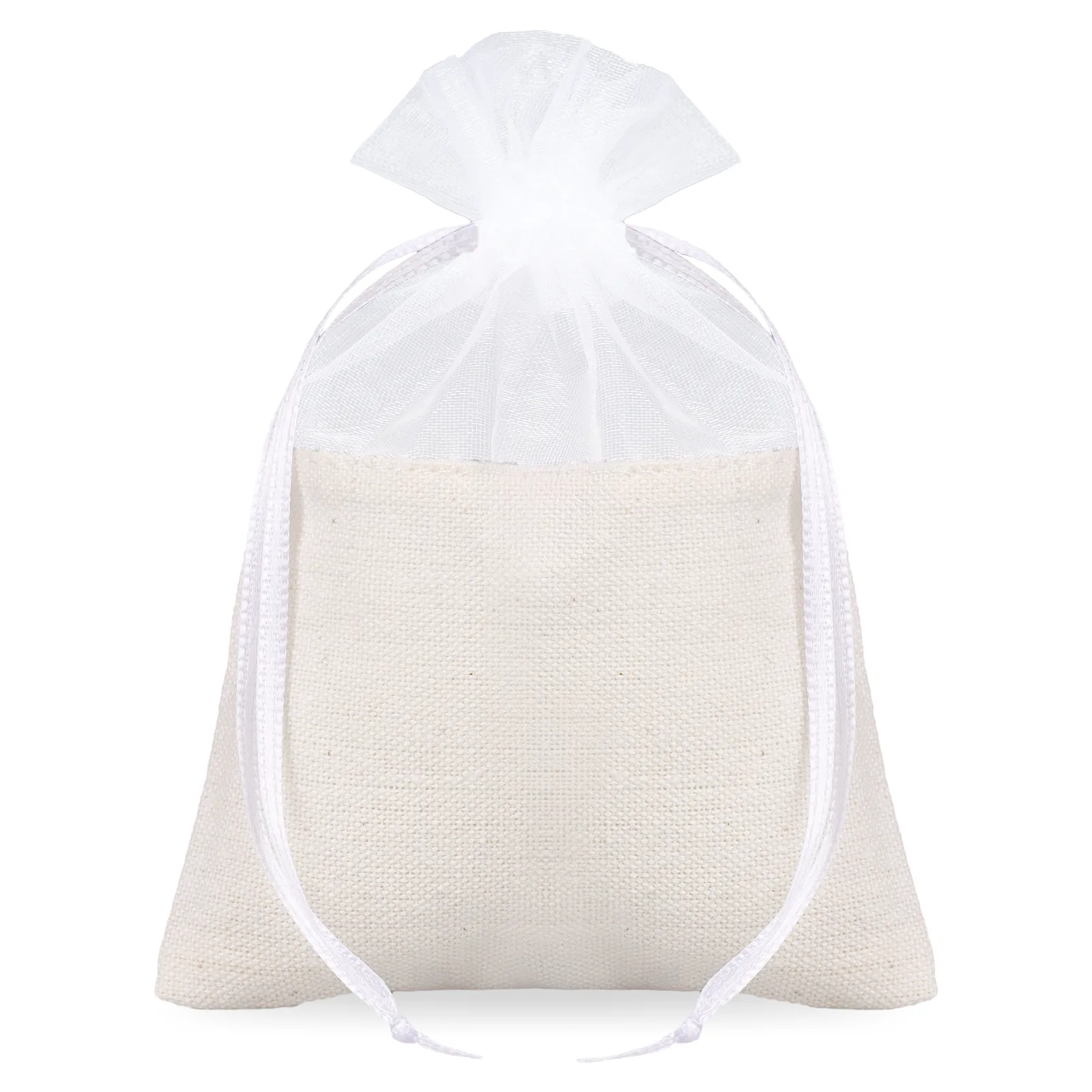 Baumwollbeutel mit Organza 10x13 cm - 10 Stück - Stilvolle & nachhaltige Geschenkverpackung