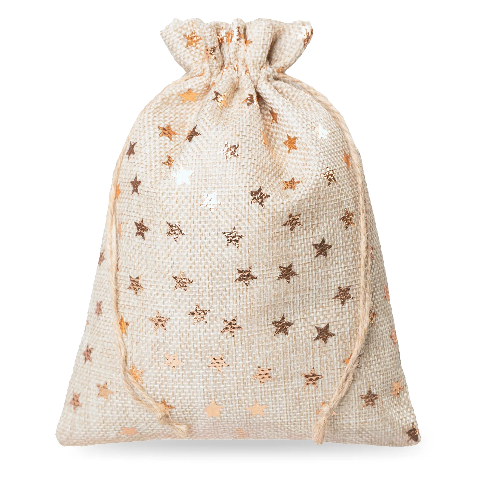 5 Jutebeutel 15x20 cm - mit goldenen Sternen - ideal für Weihnachten & Geschenke