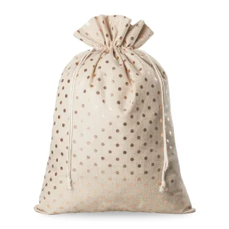 Großer Jutesack 50 x 70 cm mit goldenen Punkten - stilvolle Verpackung für besondere Anlässe