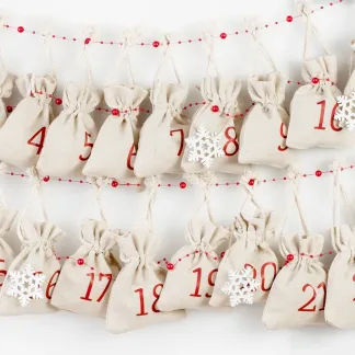 Adventskalender, 24 St. Säckchen à la Leinen 10 x 13 cm - naturfarbe