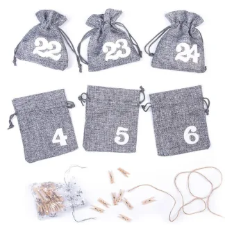 1 Stk. Adventskalender Jutesäckchen 12x15 - graue + weiße Zahlen