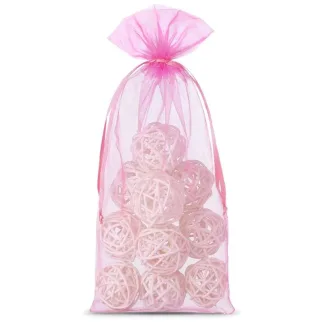 10 St. Organzasäckchen 13 x 27 cm - rosa
