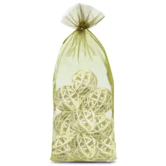 10 St. Organzasäckchen 15 x 33 cm - olivgrün