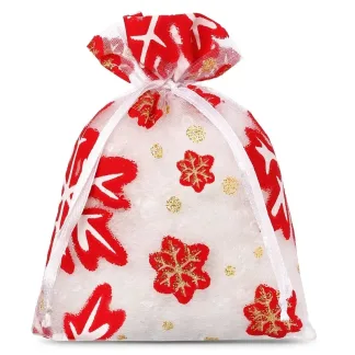 10 St. Organzabeutel mit Druck 8 x 10 cm - Weihnachten / 1